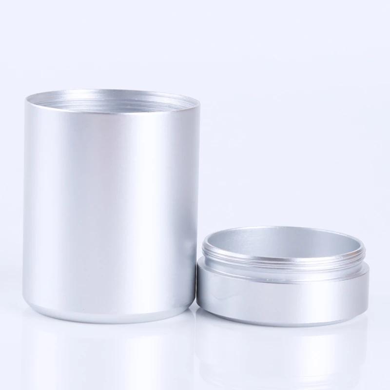 Mini-Teedose, Metallbox, Edelstahl, tragbar, versiegelt, Reiseglas, feuchtigkeitsbeständig, einfarbig, Aufbewahrungsbehälter für Nüsse, Süßigkeiten, Lebensmittel silber