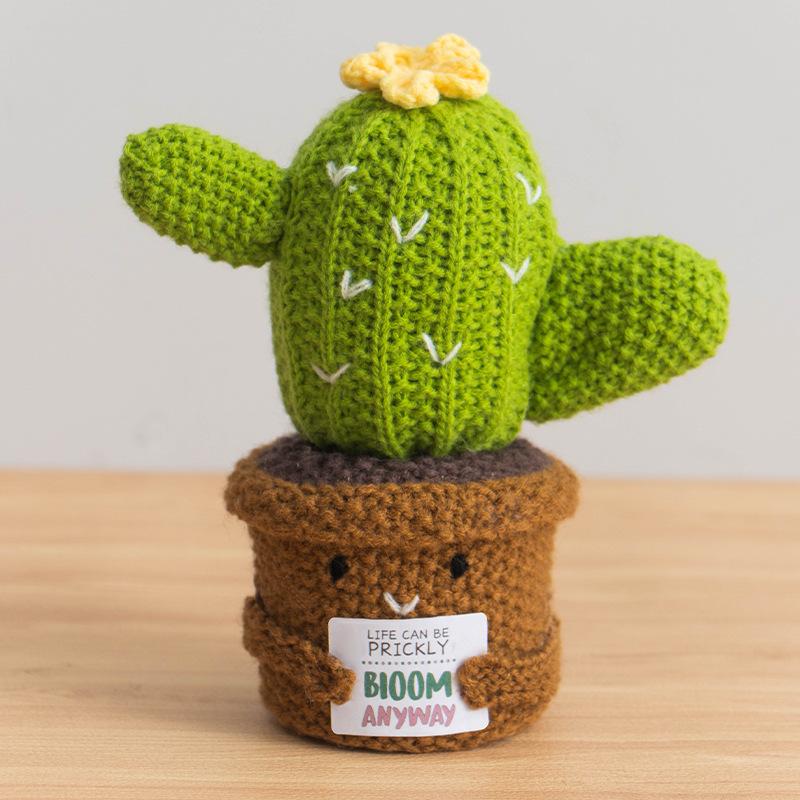 Mini Fertig gehäkelter Kaktus im Topf Emotionaler Support Stoffpflanzen Heimdekoration Mutter Valentinstag Weihnachtsgeschenke