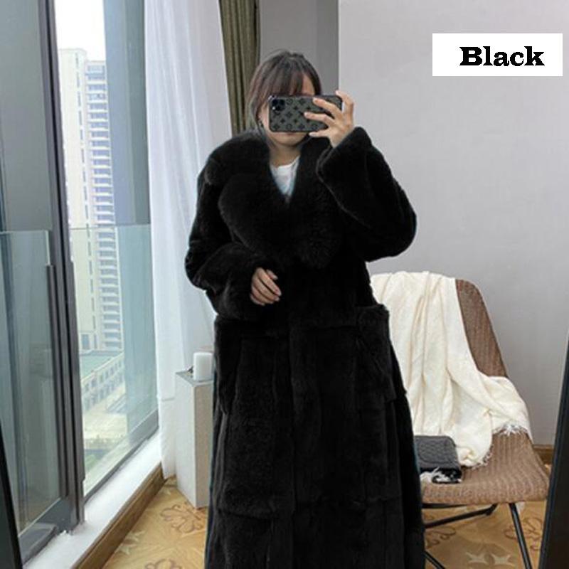 Winter Frauen Mode Mantel 9 Farbe Plus Größe Mantel Luxus Jacke Pelzmantel Damen Warme Mit Kapuze Mantel Outwear XL schwarz