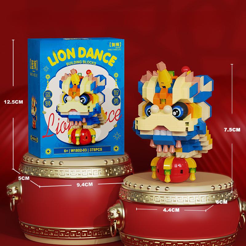 Chinesisches Neujahr Baustein Löwentanz Drachentanz Baustein Kinderspielzeug Geschenk