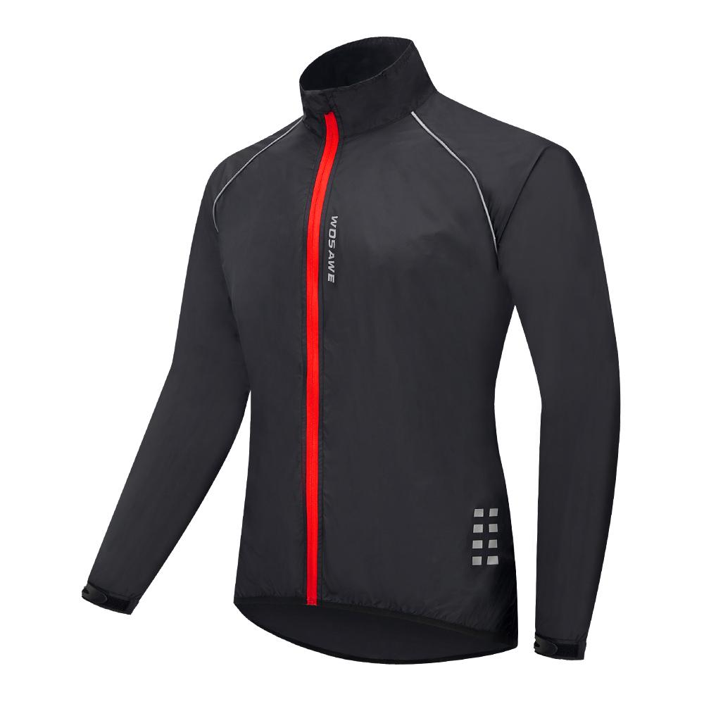 WOSAWE Herren-Fahrradjacke, winddicht, wasserdicht, für Rennrad, MTB, Mountainbike, Radtrikot L schwarz
