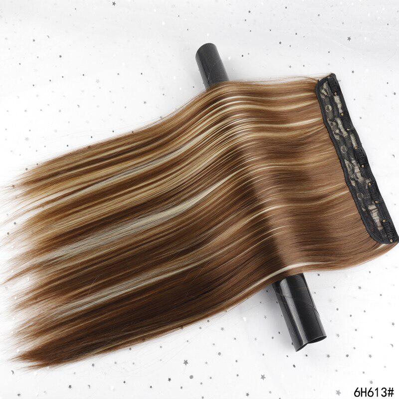 22linch Damen Mädchen lange gerade Perücke Clip Mode Cosplay Perücken Clips Haarverlängerungen 6H613