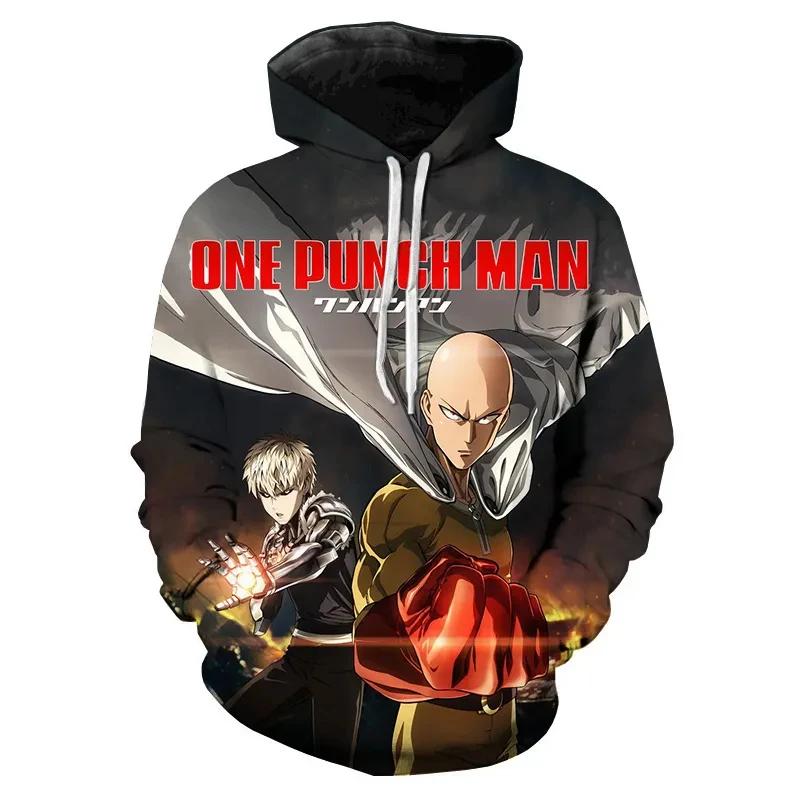 One Punch 3D Druck Hoodies Herren Damen Lässige Mode Übergroße Hoodie Pullover Kapuzen-Sweatshirts Trainingsanzug Mäntel Kinderbekleidung M gray