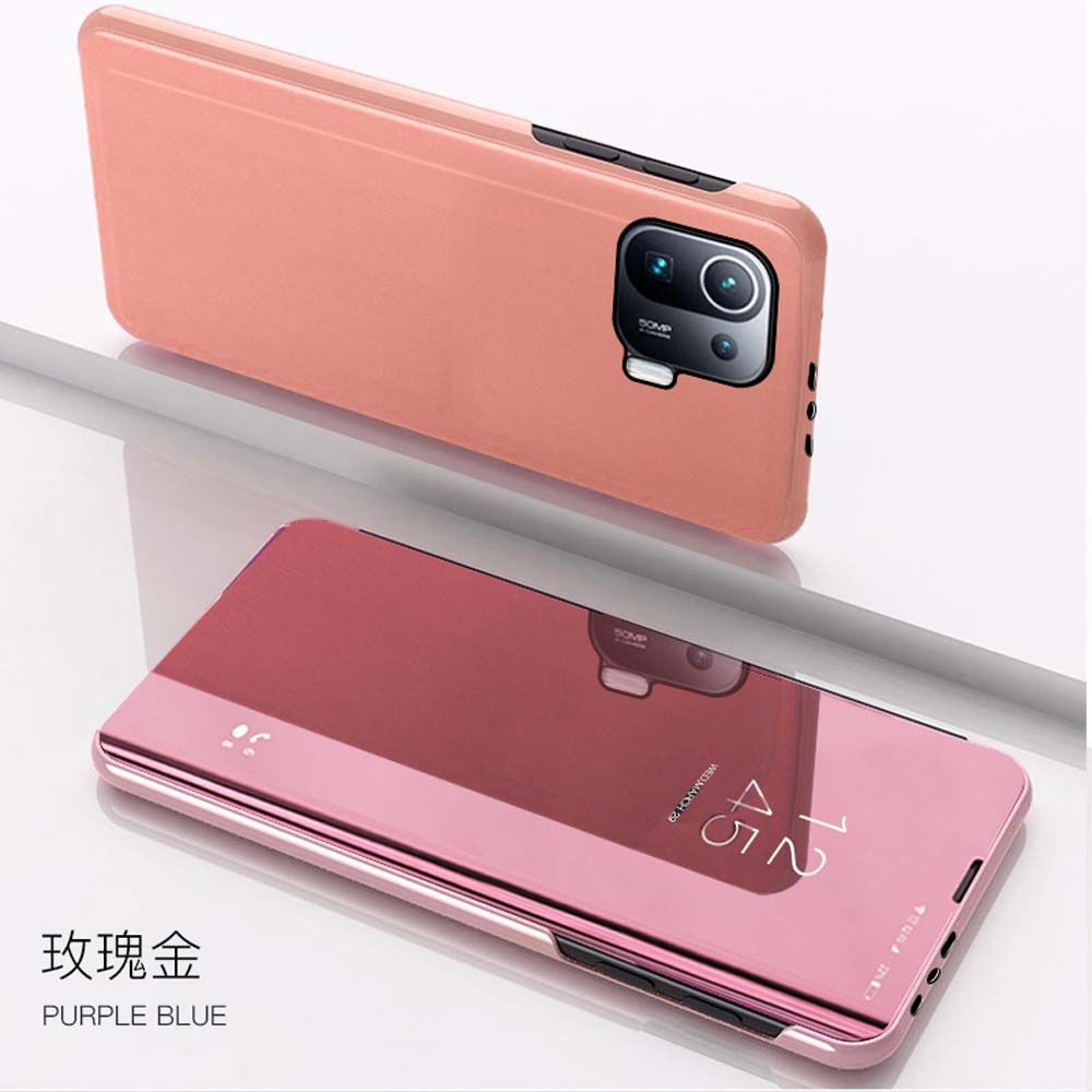 Mode Luxus Smart Mirror Flip Case für Samsung Galaxy S25 S24 Ultra S23 S22 S21 S20 FE S25 Edge Cover Handytaschen Coque Etui Galaxy S25 Edge rose gold