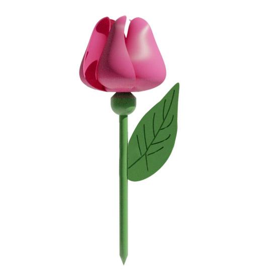Tulpe Windspiel Gartendeko Windmühle Blume Outdoor Windrad Tulpe mit Erdspieß für Hof Garten Blumenbeete Fensterkästen rosa