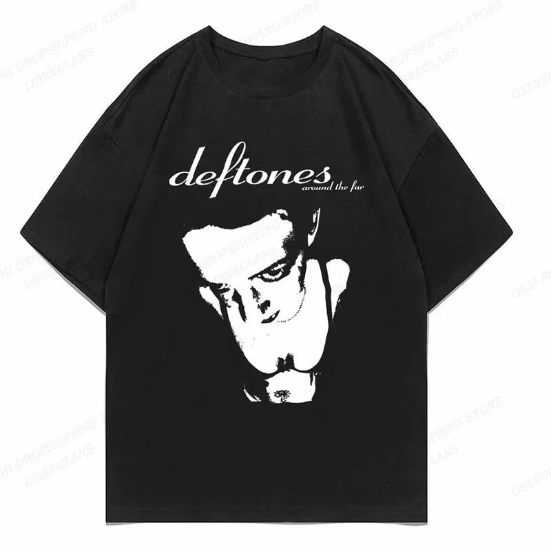 Damen T-Shirt Deftones Süßes Trendy Print Tops T-Shirt Schwarzes T-Shirt Damen Sommer T-Shirt 90er Mädchen Grafik T-Shirt Damen Süßes Tops T-Shirt S