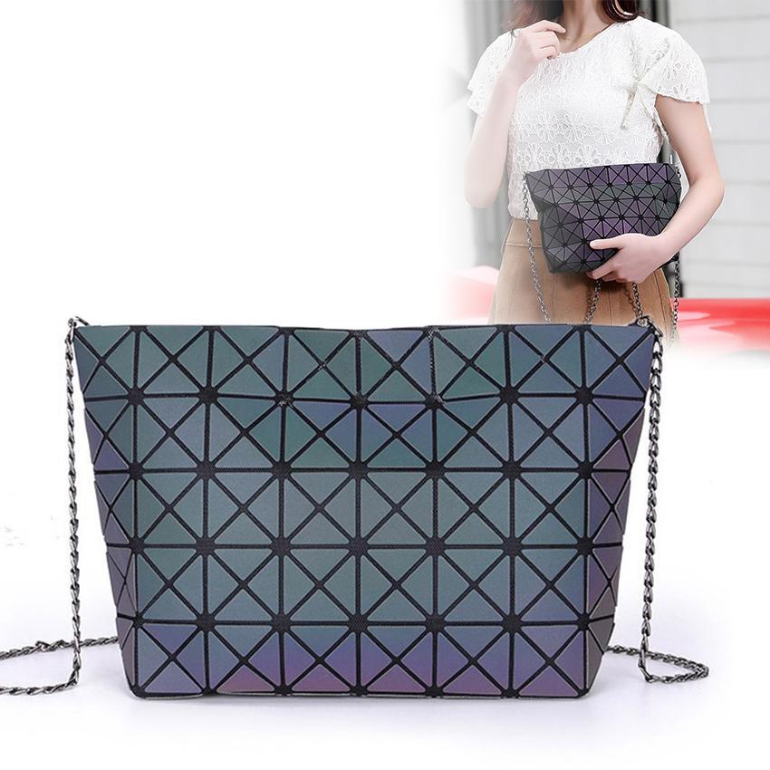 Messenger Tasche frauen Kette Tasche Mode Leucht Geometrische Sling Tasche Schulter Gurt Weibliche Bolsas Feminina 4 schwarz