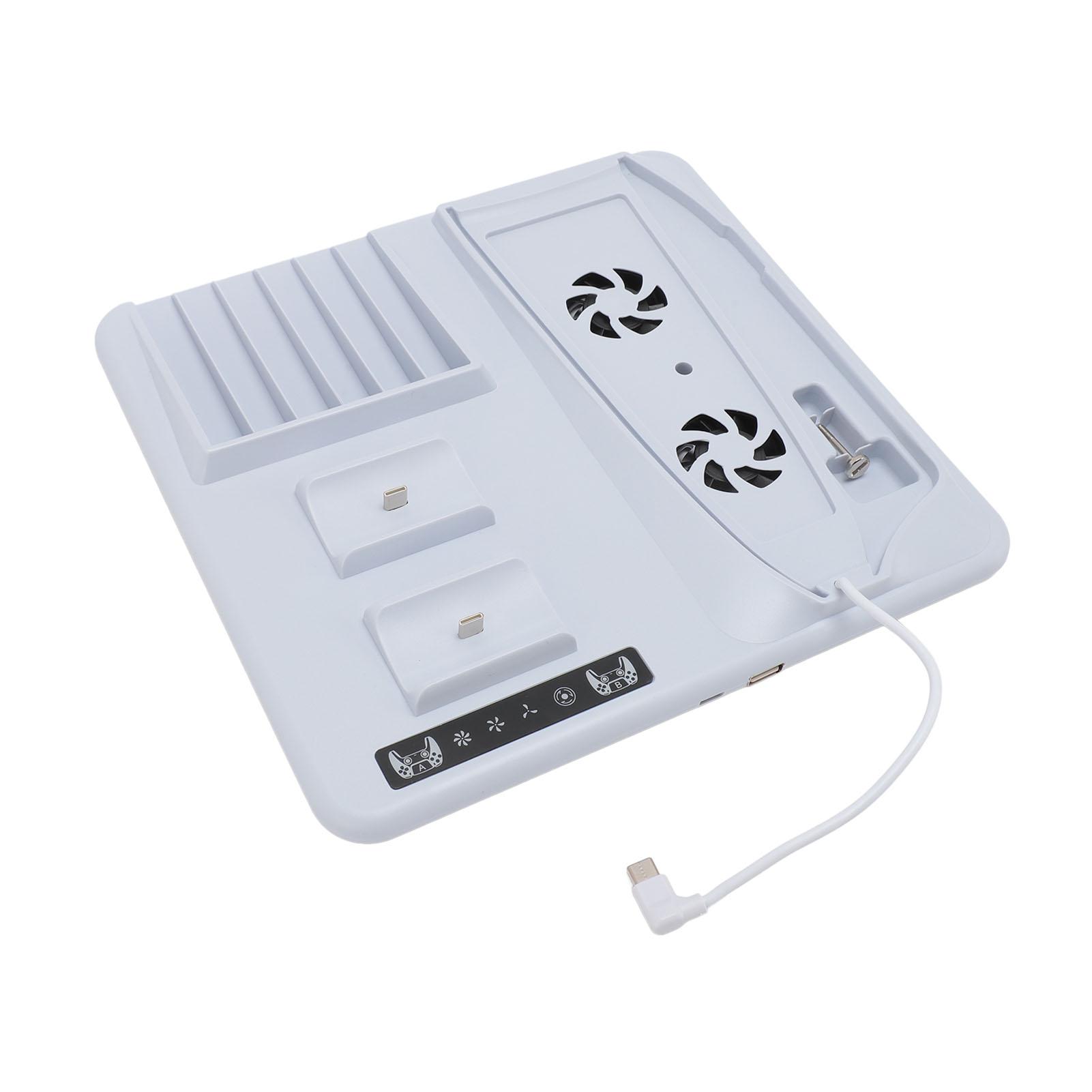 Controller-Ladestation mit Lüfter für PS5 Slim Multifunktions-Dual-Ladeständer mit 6