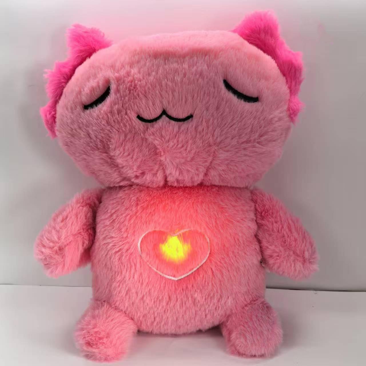 Baby Atmen Beruhigendes Plüsch Spielzeug Puppe Spielzeug Kinder Beruhigende Musik Schlaf Begleiter Ton und Licht Puppe Spielzeug Geschenk rosa