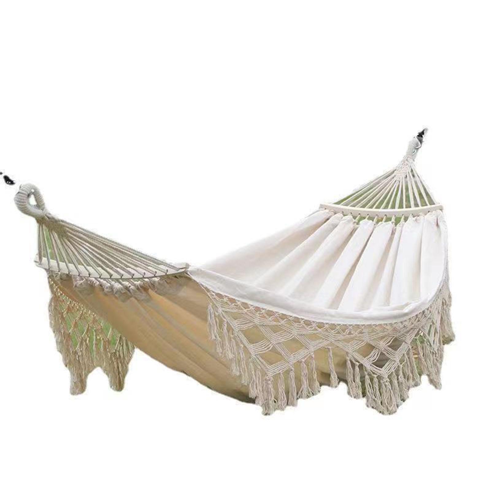 Hängematte für den Garten mit Quasten 500 lb Tragfähigkeit Einzel-Doppel-Hängematte mit Hängeseilen für weiß