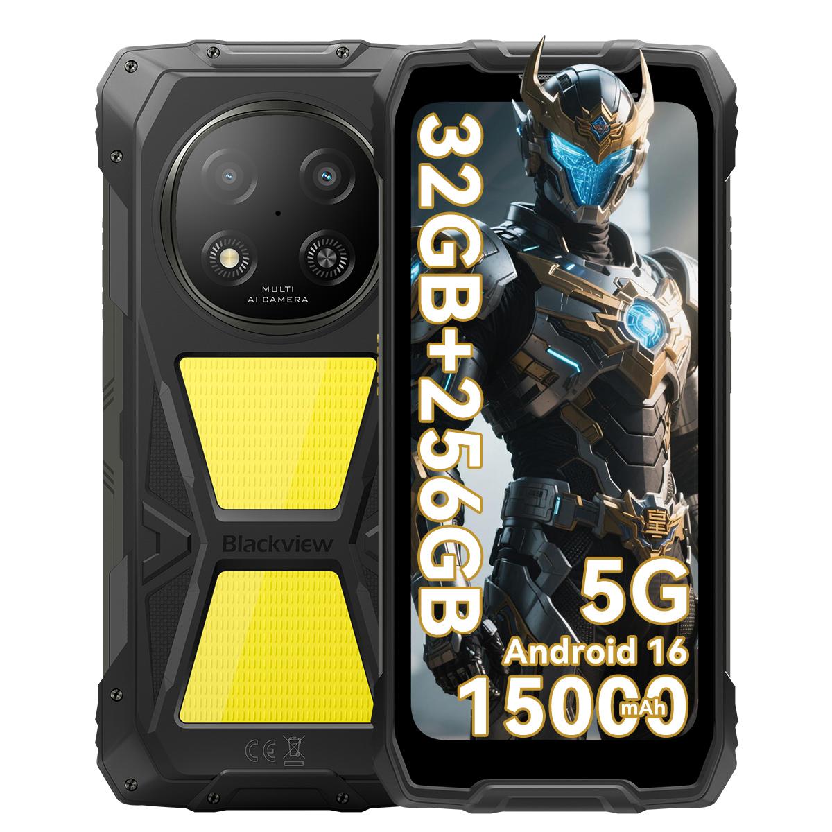 Blackview ROCK 2 Pro Robustes Mobiltelefon, 8 GB RAM, 256 GB ROM, 5G, Android 16, 15000 mAh Smartphone Only cell phone schwarz