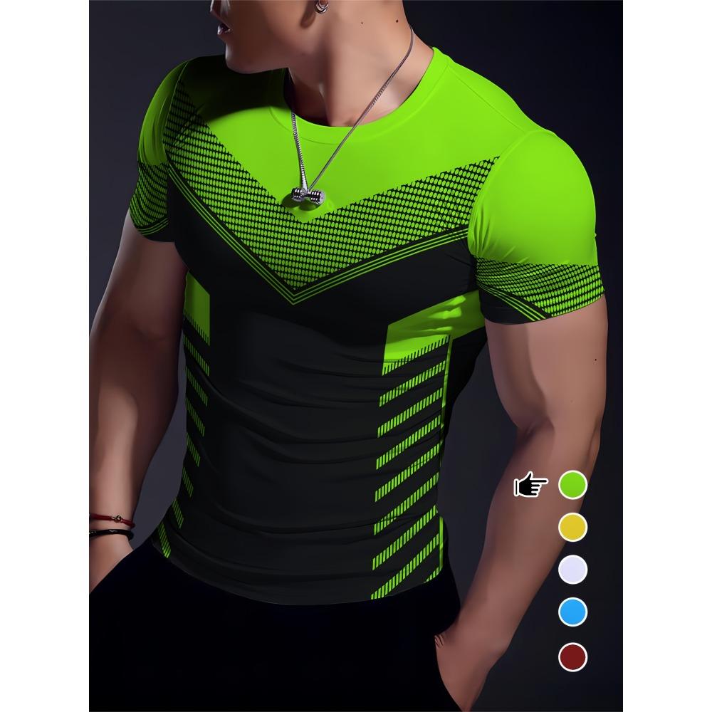 Neues einfaches Sport-Kurzarm-T-Shirt Muskelaufbau Hochelastisches Training Schnelltrocknende Fitnesskleidung-3D-Sublimation 4XL green