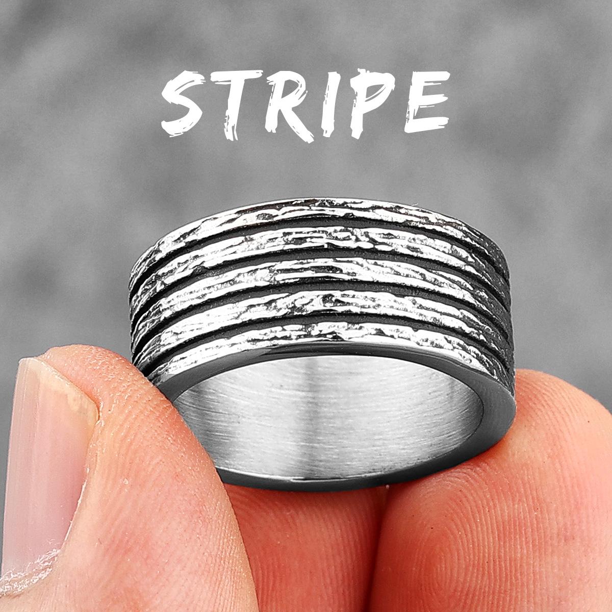 Einfache Vintage Schwarze Runde Streifen Edelstahl Herrenringe Trendig für Männlichen Freund Biker Schmuck Kreativität Geschenk 12 white