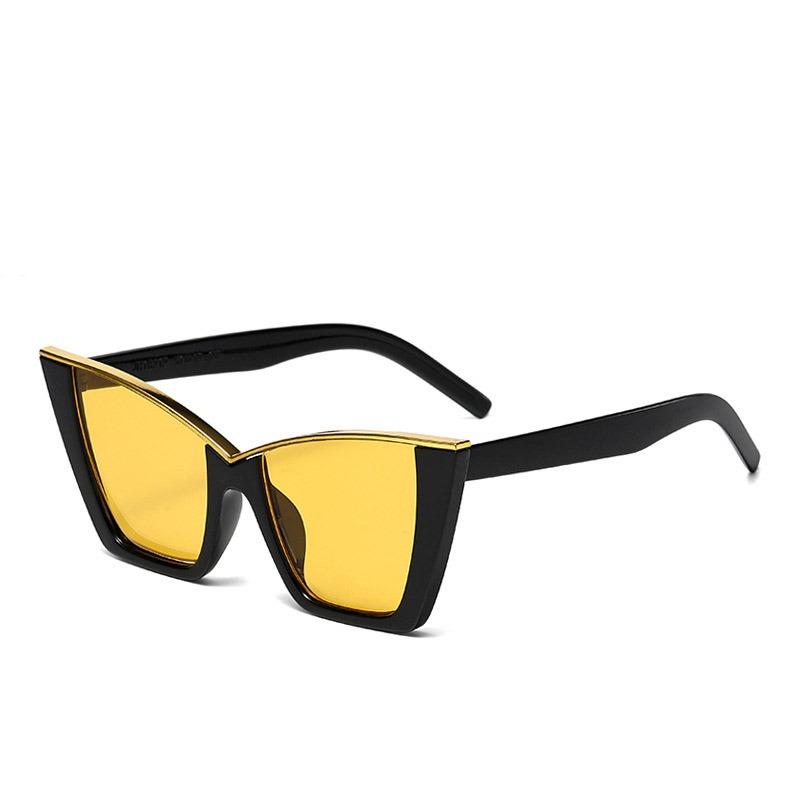 nicht polarisierte neue Cat-Eye-Sonnenbrille Damenmode Übergroße Farbverlaufsfarben Brillen Markendesigner Halbmetall-Cateye-Rahmen Sonnenbrille