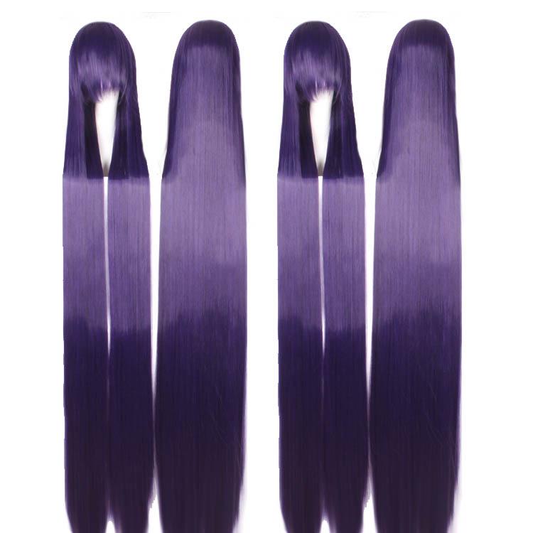 150CM Frauen schwarze Dame lange glatte Haare volle Perücken Cosplay Party Anime Perücke Haarverlängerungen violett