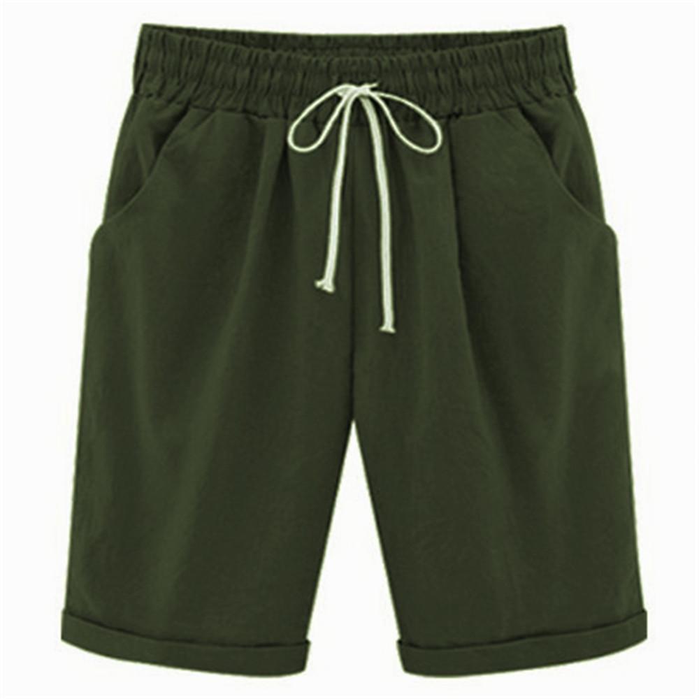 Modische Sommer-Shorts, lockere, lässige Sport-Shorts aus dehnbarer Baumwolle, bequeme Sweatshorts mit geradem Bein, Strand-Shorts für Damen 2XL grün