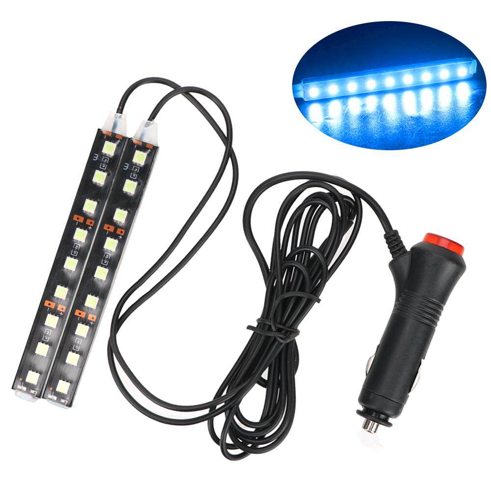12V-Feuerzeug-Adapter, Auto-Styling, Auto-Atmosphärenlampen, 2 Stück, Auto-LED-Armaturenbrett-Boden-Fußstreifen-Licht, dekorative Innenlampe Ice Blue