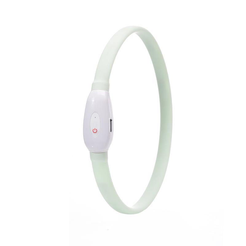 Hundehalsband LED-Licht USB Verfärbung Leuchthalsband Perro Luz Led Hundehalsband Blinkend Wiederaufladbar Leuchtendes Halsband für Hund Haustier 40-60X 2 CM white