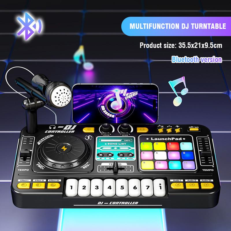 Kinder DJ-Mixer mit Mikrofon, elektronischer Klaviertastatur, Bluetooth-Plattenspieler-Controller, Musikinstrument, Weihnachtsgeschenk