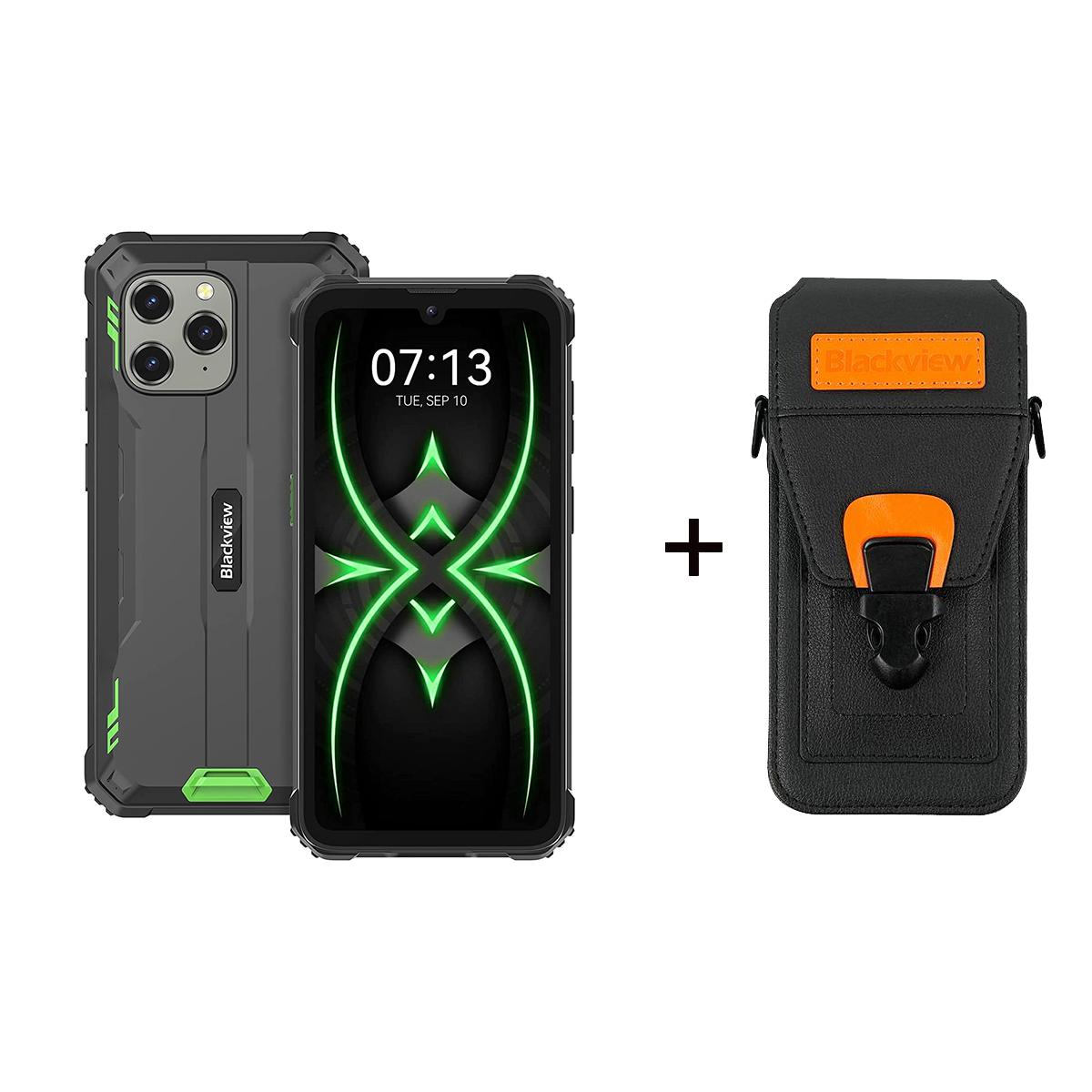 Generalüberholtes Blackview BV5300 Pro Rugged Smartphone 6580mAh Akku, Drei Karten, 6,1-Zoll HD+ Display, MIL-STD-810H Robustheit with case grün