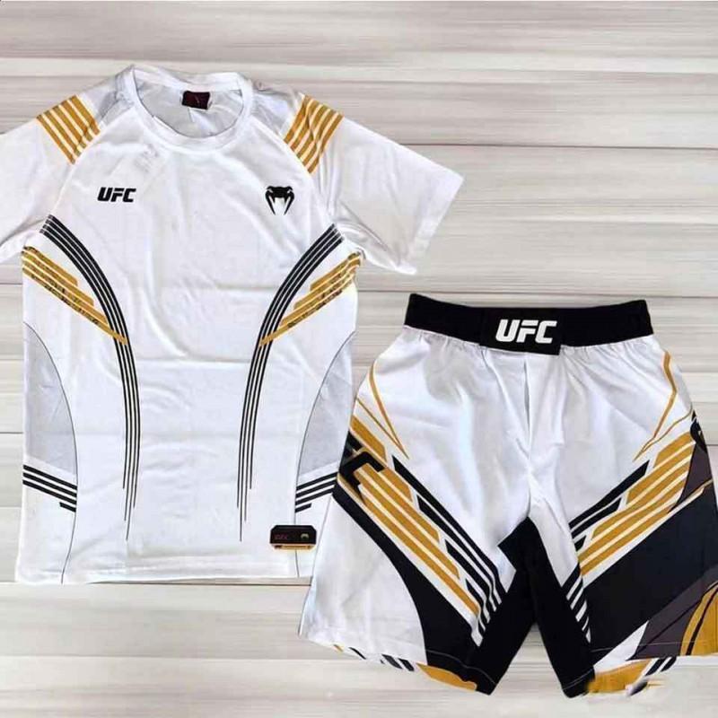 MMA BJJ Boxen Kickboxen Trainingsset Herren Damen Kurzarm T-Shirt Shorts Fitnessstudio Fitness Sportbekleidung XS gray