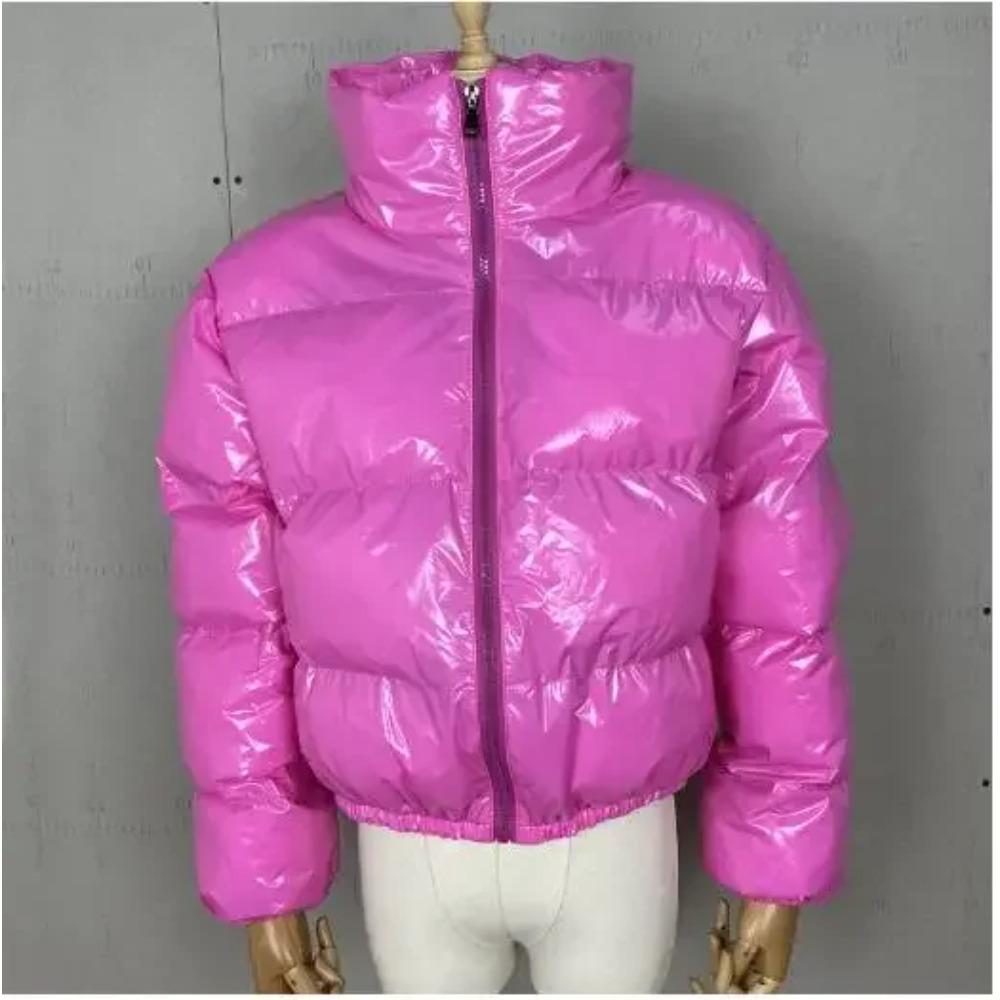 Winter Damen Reißverschluss Fliegen Parkas Jacken Streetwear Langarm Reißverschluss Lässig Daunen Wollmäntel Slim Lässige Jacken XXL fuchsie
