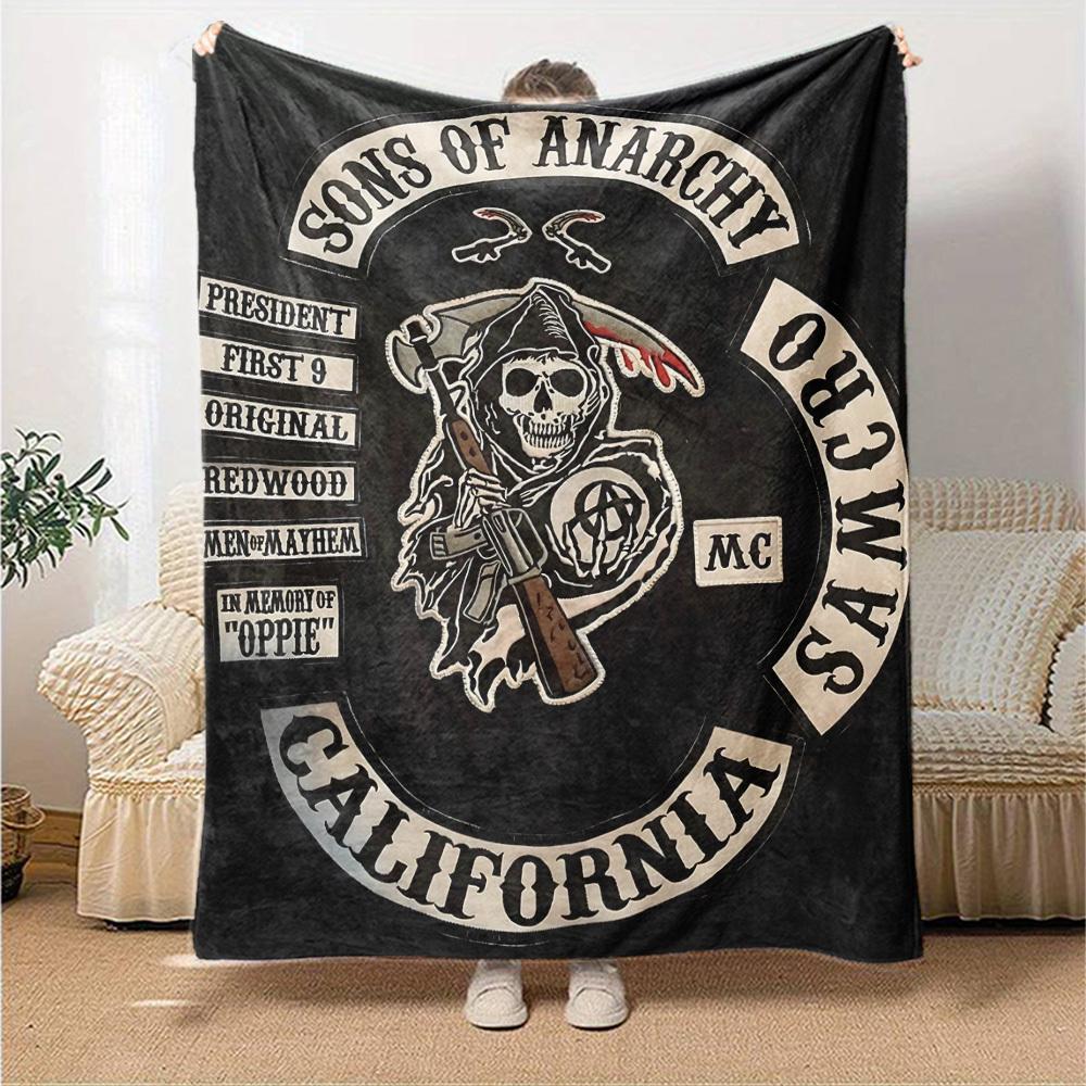 1 Stück Sons of Anarchy MC Weiche Warme Decke Tagesdecke für Couch Sofa Büro Bett Camping Reise,Bequem 150cmx200cm