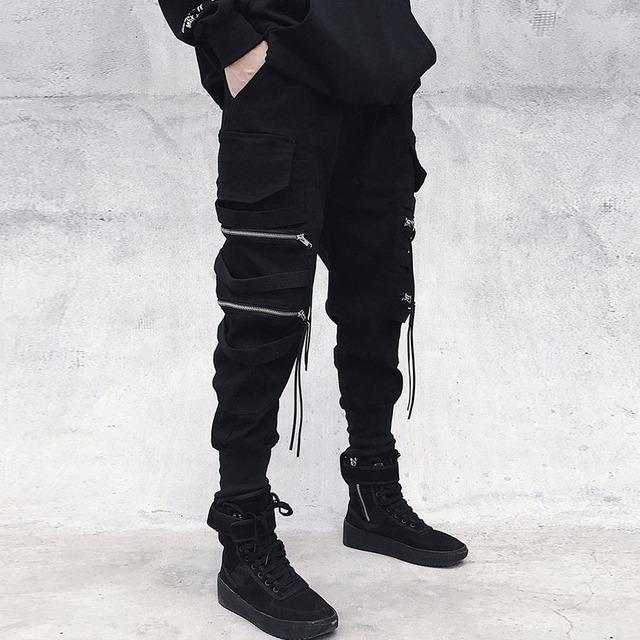 Cargo Hosen Hip Hop Joggers Männer Lose Harem Hosen Multi-taschen Band männer Hosen Hosen Casual Streetwear Sport hosen für Männer XS schwarz