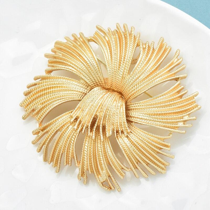 Blucome Große, schöne Blumenbroschen für Damen, Unisex, passend zu glänzenden Blumen, Pflanzen, Party, Büro, Brosche, Anstecknadeln, Geschenke gold