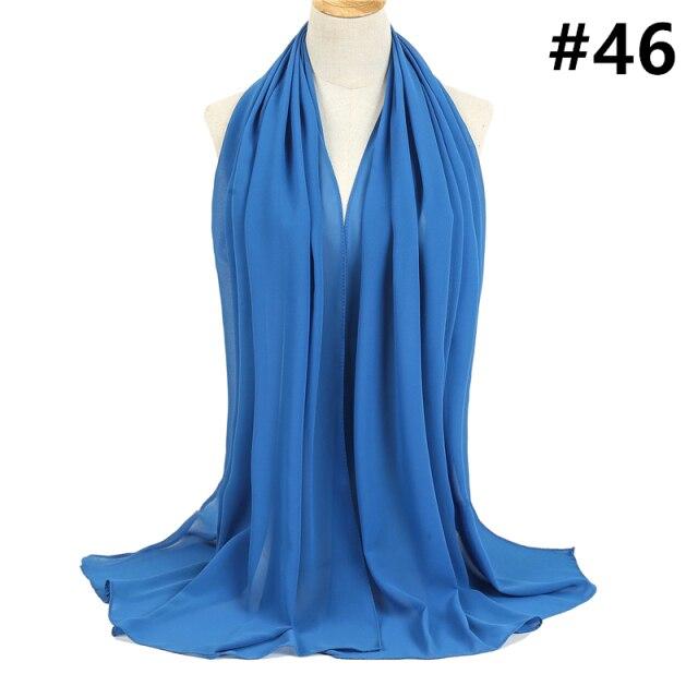 2021 frauen Schal Blase Chiffon Schal Seide Gefühl Hijab Einfarbig Tücher Und Wraps Stirnband Moslemisches Hijab Schals Hals Foulard blue