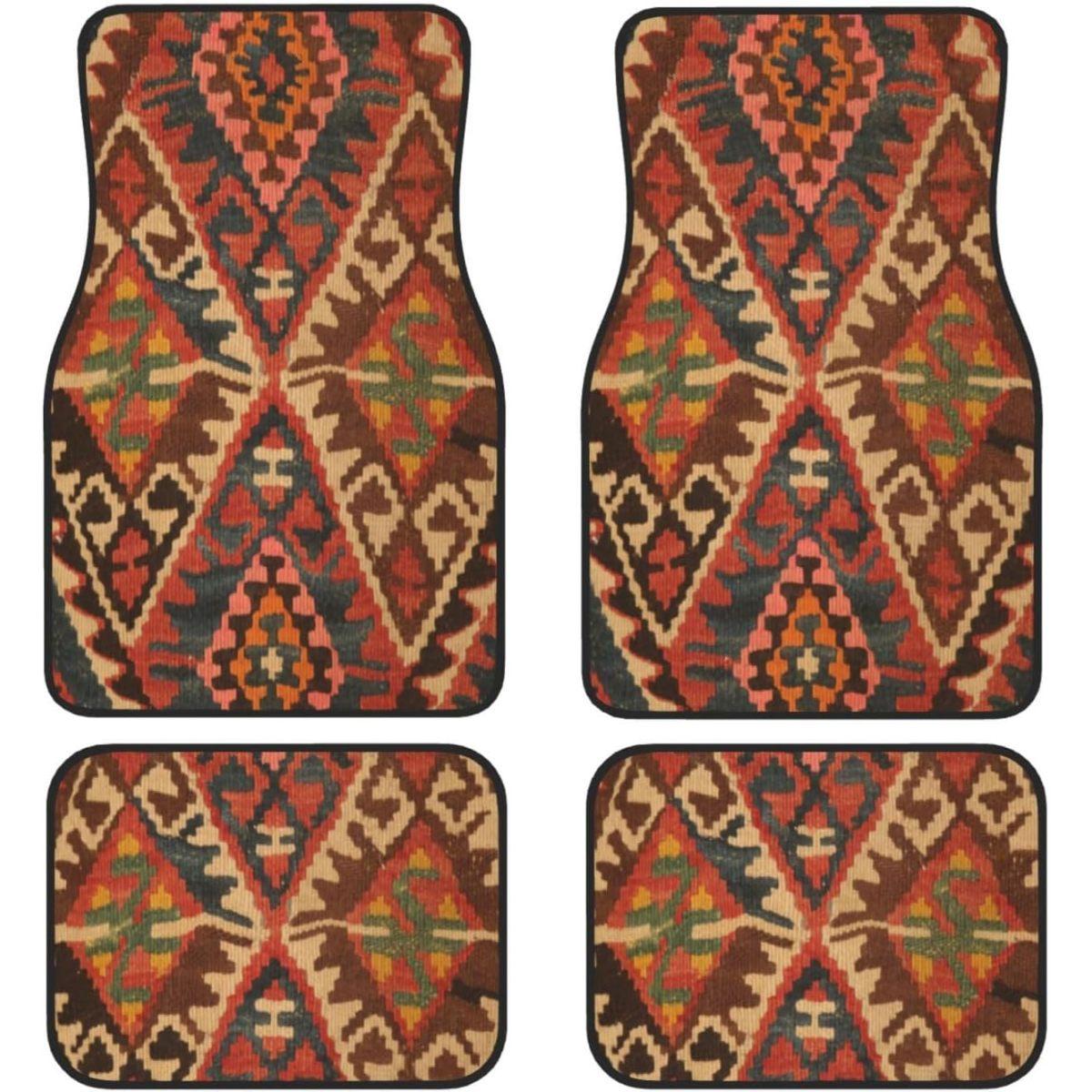 Auto-Fußmatten 4er-Set, orientalischer türkischer Perserteppich, Teppichmatten vorne und hinten, dekorativ, universell für Autos, SUVs, LKWs, Vans One Size