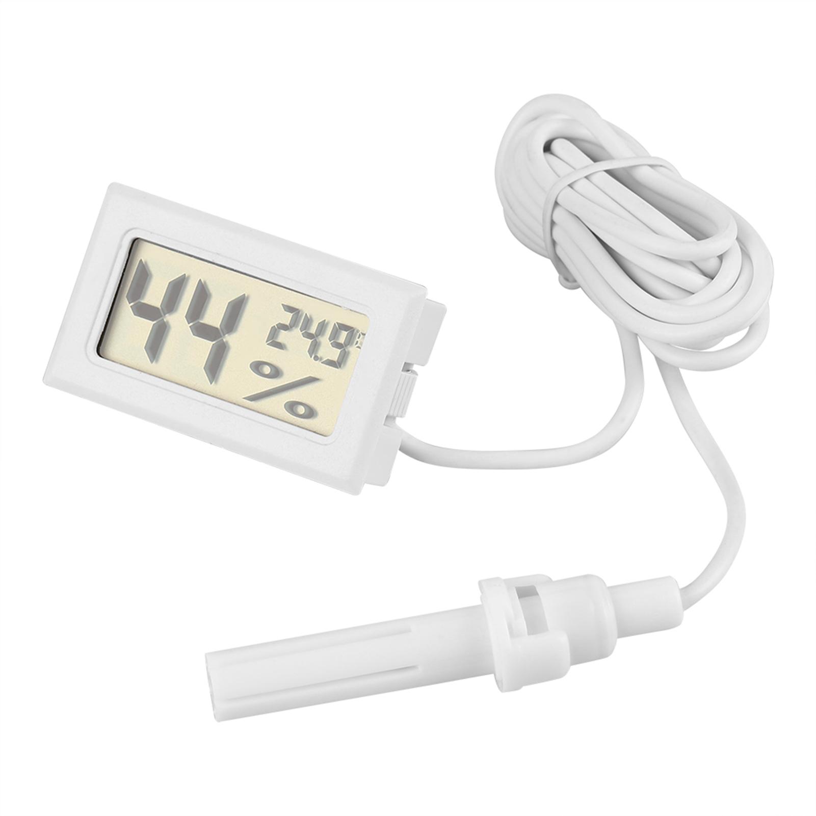 Reptilien-Terrarium Thermometer Hygrometer mit Sonde, Reptilien Thermometer und Luftfeuchtigkeitsmesser, Digitales Haustier Thermometer mit Schnellanzeige für Schildkröte white