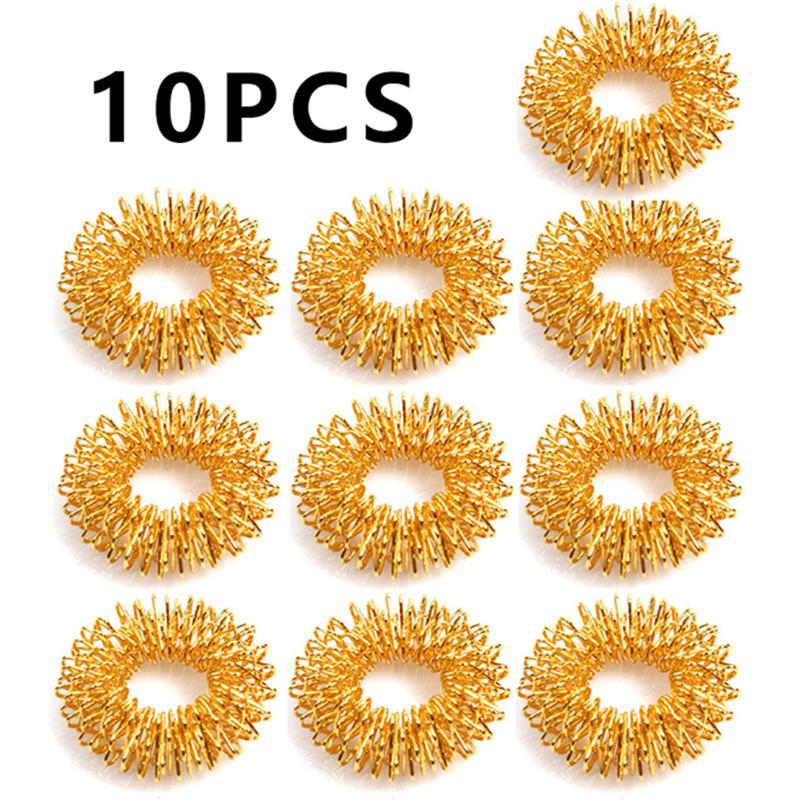10Pcs Edelstahl Finger Massage Ring Akupunktur Ring Therapie Entspannen Blut gold