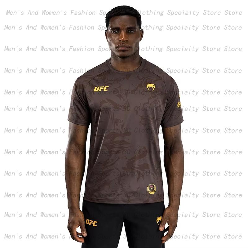 UFC Weltboxen T-Shirt Kampf Ringen Match Oberteil 3D Schnelltrocknend Boxanzug Herren und Damen Extremsport Kurzarm L