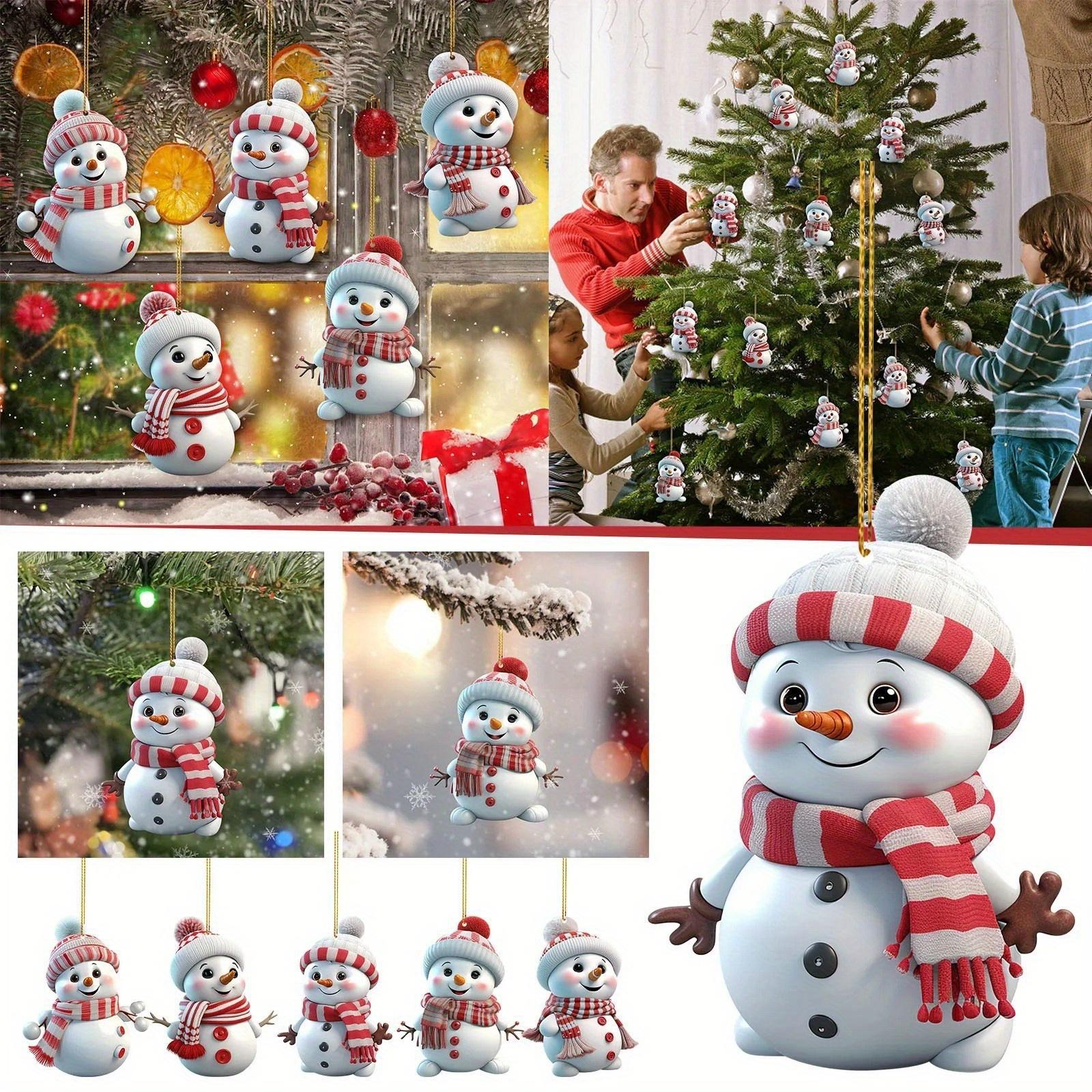 5Pc Weihnachten Dekoration Anhänger 2D Acryl Cartoon Weihnachten Schneemann Home Garten Weihnachten Baum Anhänger Party Dekoration Decora