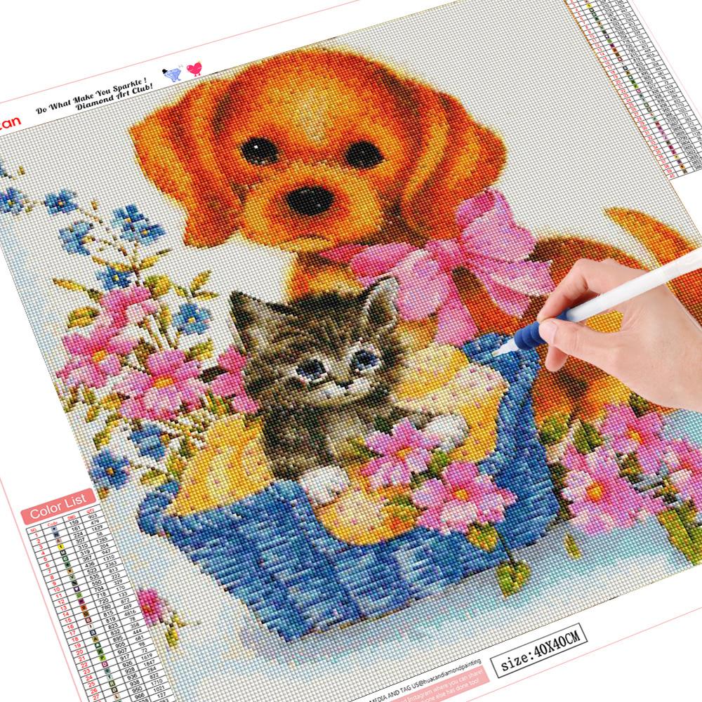 5D-Diamant-Gemälde, Motiv: Hund, Cartoon, rund, Diamant-Stickerei, Verkauf, Diamant-Mosaik, Strass-Bild 30x30