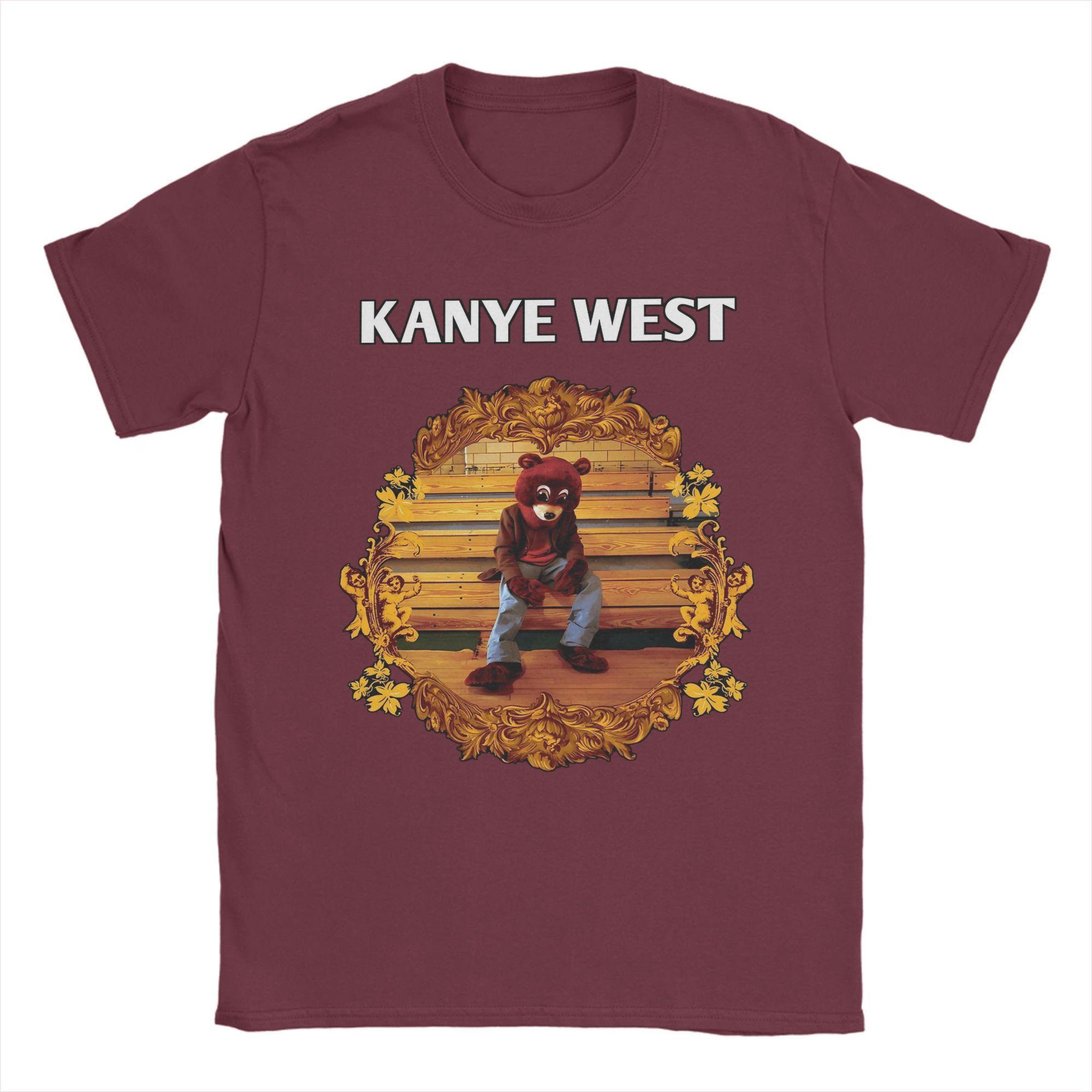 Kanye West T-Shirts für Herren Baumwolle Fantastische T-Shirts Rundhals T-Shirts Kurzarm Tops Party XXXXL bordeaux