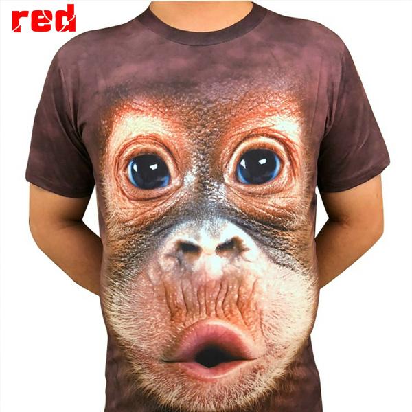 Herrenmode Lässig 3D-gedruckte Parodie Gorilla Lustiges Affen-T-Shirt Coole Kurzarmhemden 5XL