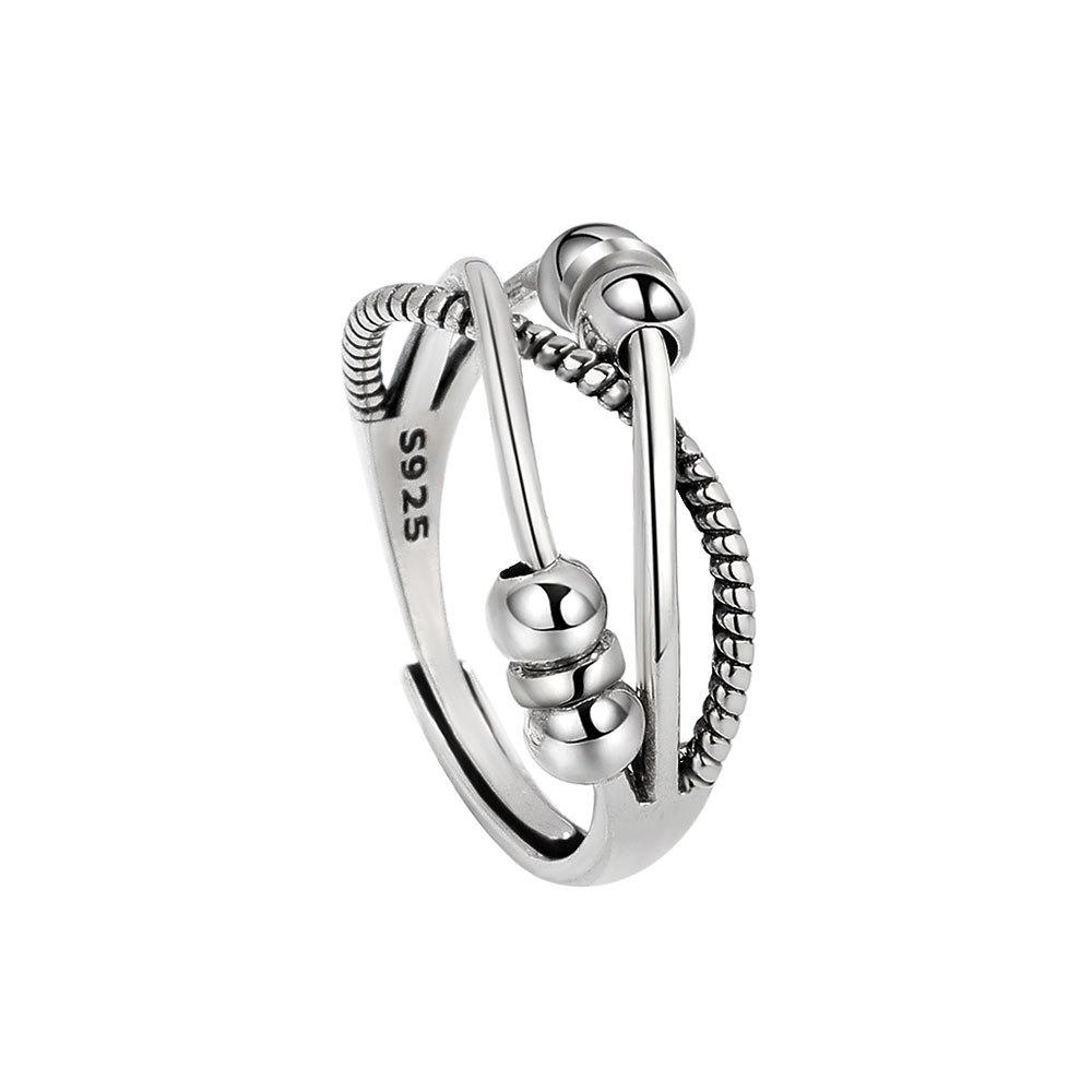 Damen 8-förmiger Unendlich drehender Perlen Knöchelring Angstlinderung Drehender Fidget Spinner Ring Zur Stressbewältigung resizable white