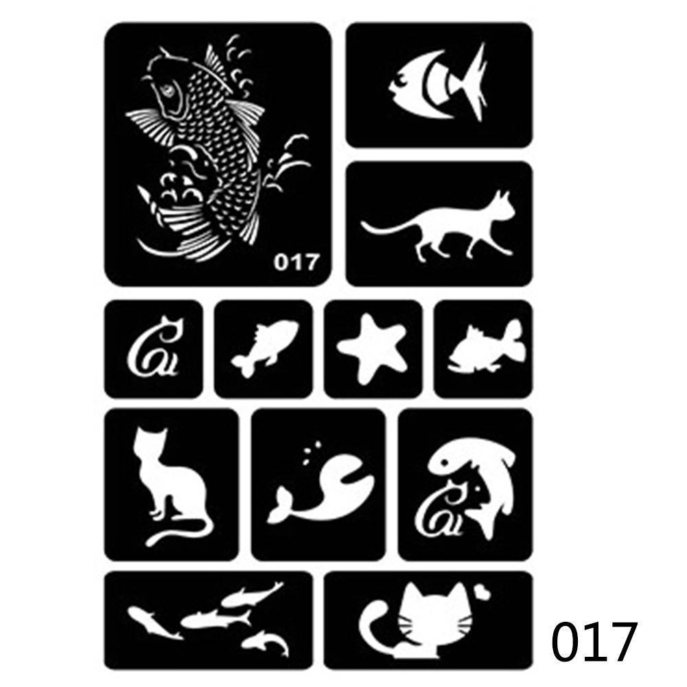 40 kleine Airbrush-Tattoo-Schablonen für Frauen und Kinder, Zeichnungsvorlage, Henna-Tattoo-Schablone zum Malen von Glitzer-Tattoos 17#