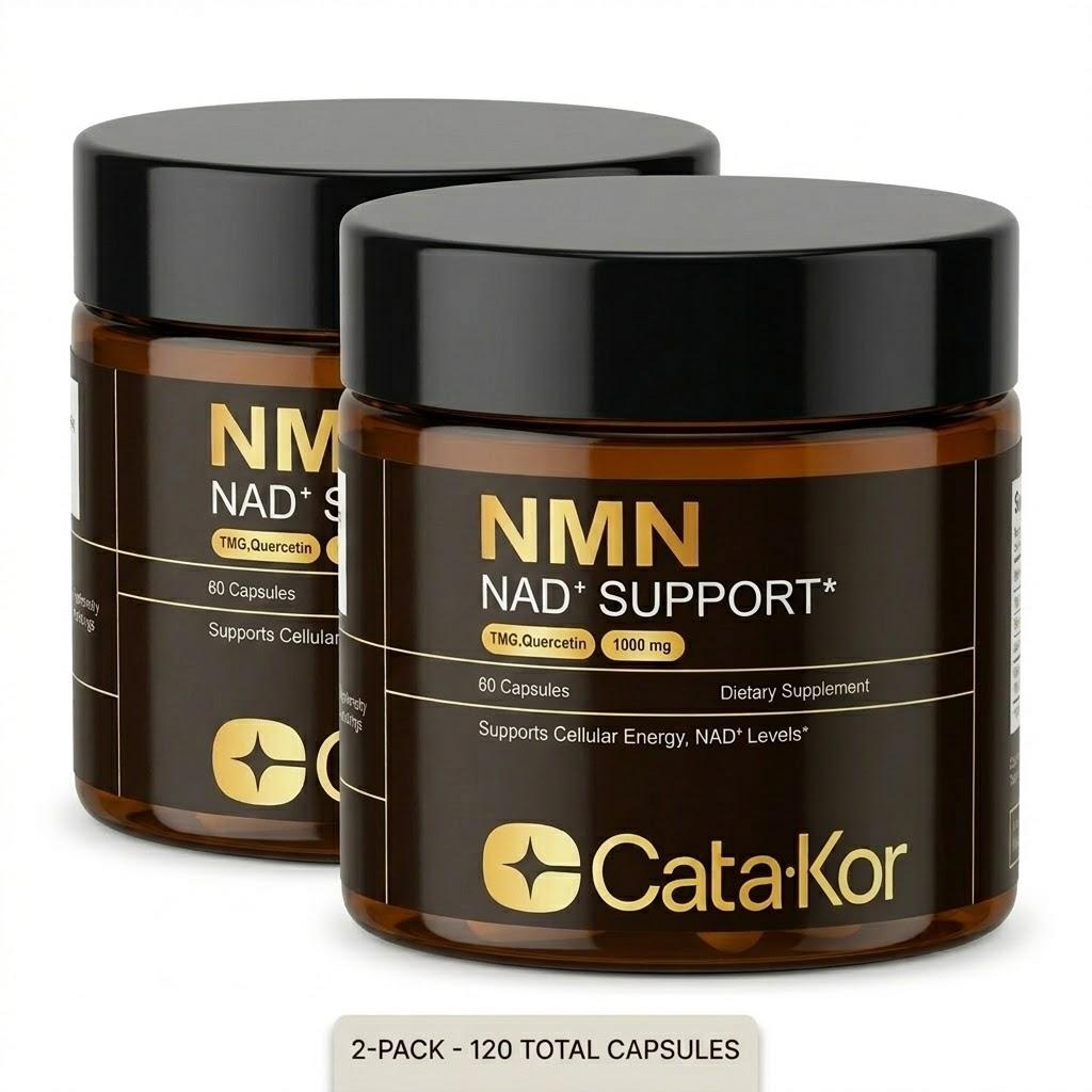 Cata-Kor NMN Nahrungsergänzungsmittel - 1000 mg, Unterstützt Zellenergie & NAD+-Spiegel - Vitamin-Nahrungsergänzungsmittel Gesundheitspflege 2 BOX