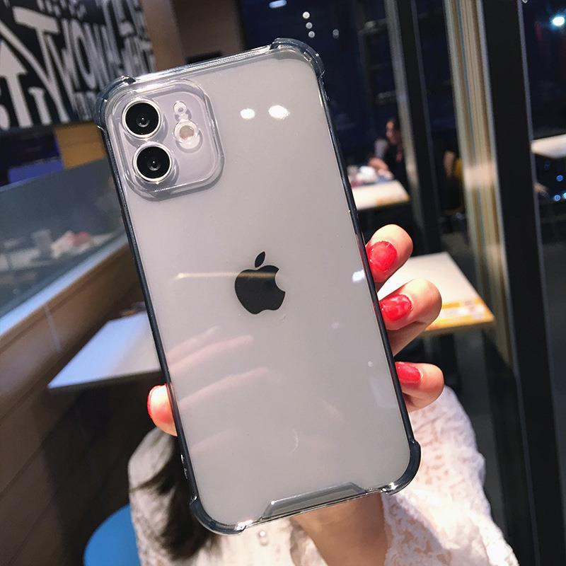 Stoßfeste transparente TPU-Abdeckung für iPhone 15 14 13 Pro Max 12 Mini Handyhülle für iPhone 11 Pro Max Xs XR X 7 8 Plus 6 6s Soft Cover iPhone 13 Pro Max schwarz