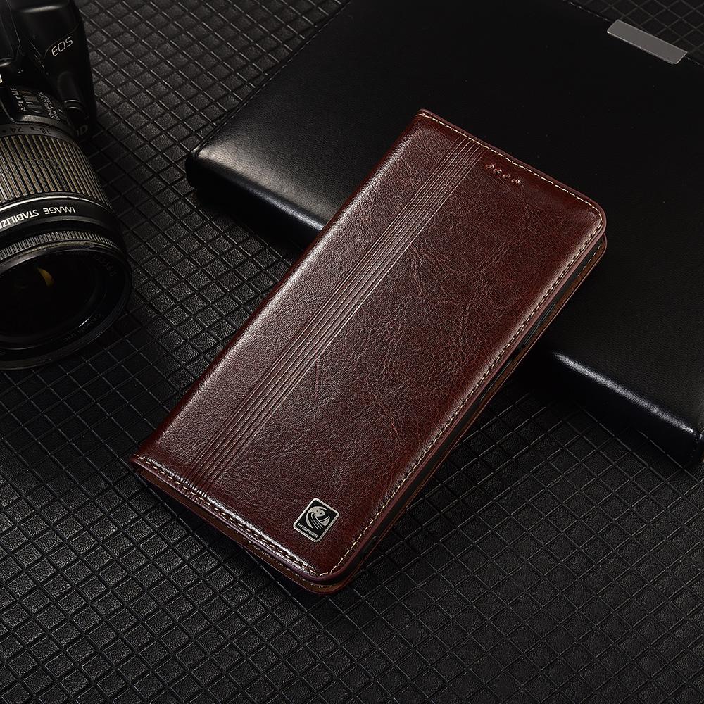 Vertikale Linie Echtes Leder Klapphülle Für Asus Rog Phone 3 5 5S 6 6D 7 8 9 Pro FE Ultimate Hülle Kartenfächer Kratzfest Rog Phone 7 kaffeebraun