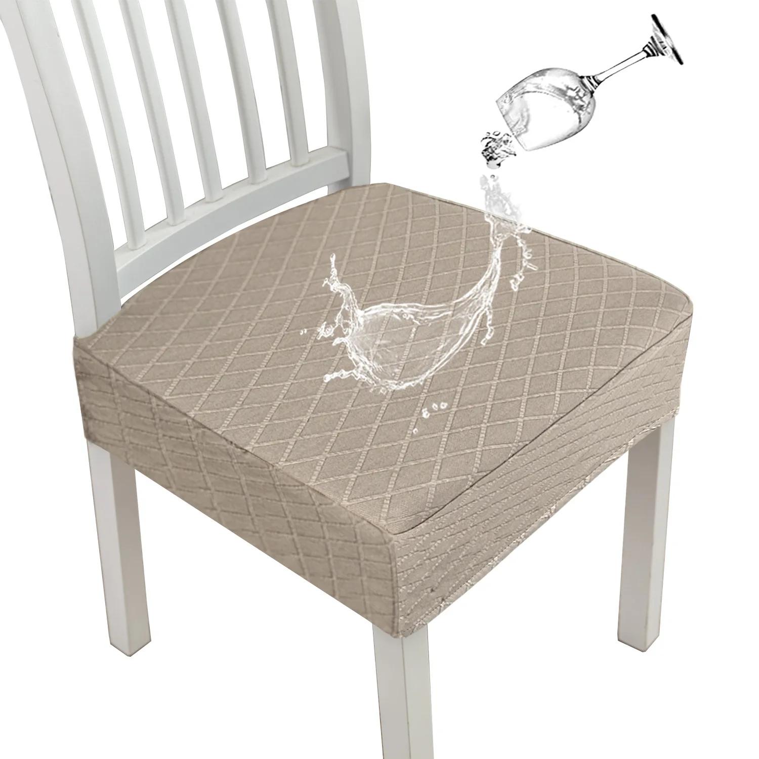 Diamant-Jacquard Wasserabweisende Stuhlhussen für Zuhause Esszimmer Hotel Hochzeitsstühle Schutz Schwarz Weiß Grau Hocker Sitzbezug 1Pcs Chair Cover gray