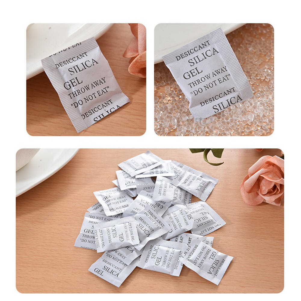 100 Packungen 1g Silica Gel Trockenmittel Feuchtigkeit Absorber Luftentfeuchter white