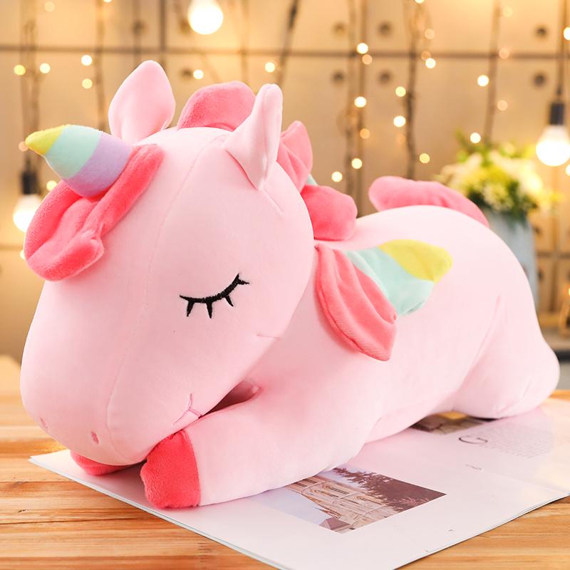 Riesiges Einhorn-Plüschtier, weich gefüllt, Einhorn, weiche Puppen, Tierpferd, Spielzeug für Kinder, Mädchen, Kissen, Geburtstagsgeschenke 35CM rosa