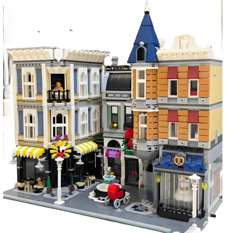 4002 Teile Neuankunft 10255 Stadt StreetView Versammlungsplatz 15019 Bausteine Ziegel Kinderspielzeug Weihnachts-Geburtstagsgeschenk black