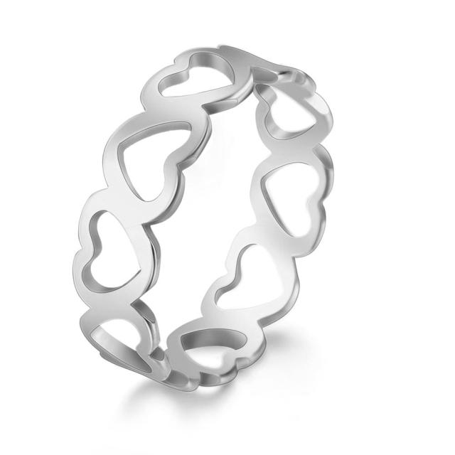 Skyrim Hübscher Ring mit hohlem Herz Edelstahl Romantische Roségoldfarbe Lässige Hochzeits-Verlobungsringe Schmuck Geschenk für Frauen 7 gray