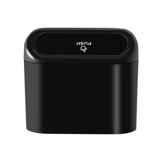 Auto-Mülleimer mit Druck-zum-Öffnen-Deckel, hochfester Haken, einfache Installation, kleiner hängender Mülleimer, geruchsfreies Autozubehör schwarz