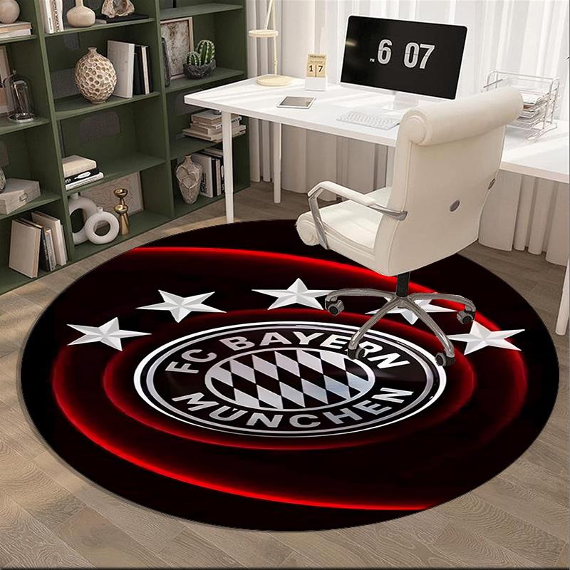1 Stück runder Teppich München Fußballclub Bedruckter runder Teppich, Teppich für Heimbüro, Runder Stuhlteppich, Dekorativer Teppich Fan Geschenke Weihnachtsgeschenk Diameter 120cm